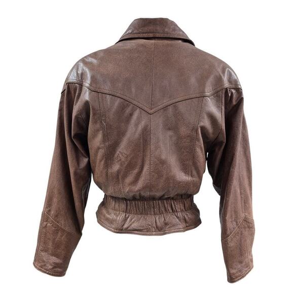 80s VTG Adventure Bound Wilsons Leather Womens Bomber Jacket Size S - Picture 2 of 5